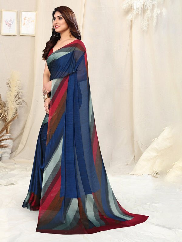 Kalini Poly Chiffon Saree With Blouse Piece - Distacart