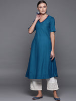 Thumbnail for Biba Women Teal Blue Solid A-Line Kurta - Distacart