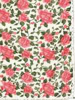 Thumbnail for Sangria Women Pink Floral Printed Lace Inserts Pure Cotton Kurta with Sharara & Dupatta - Distacart