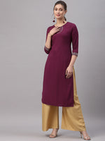 Thumbnail for Kalini Women Purple Yoke Design Kurta - Distacart
