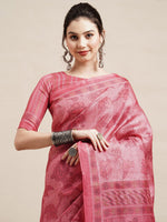 Thumbnail for Saree Mall Peach-Coloured & White Floral Art Silk Sarees - Distacart