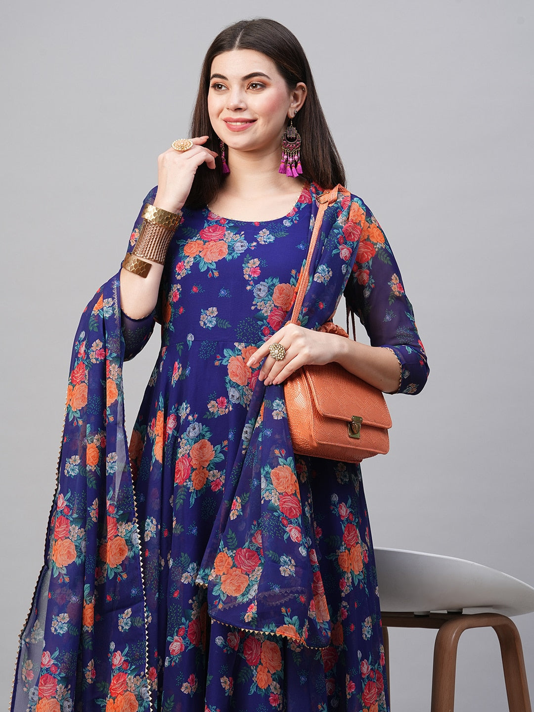 Kalini Women Floral Printed Kurta with Trousers & Dupatta - Distacart