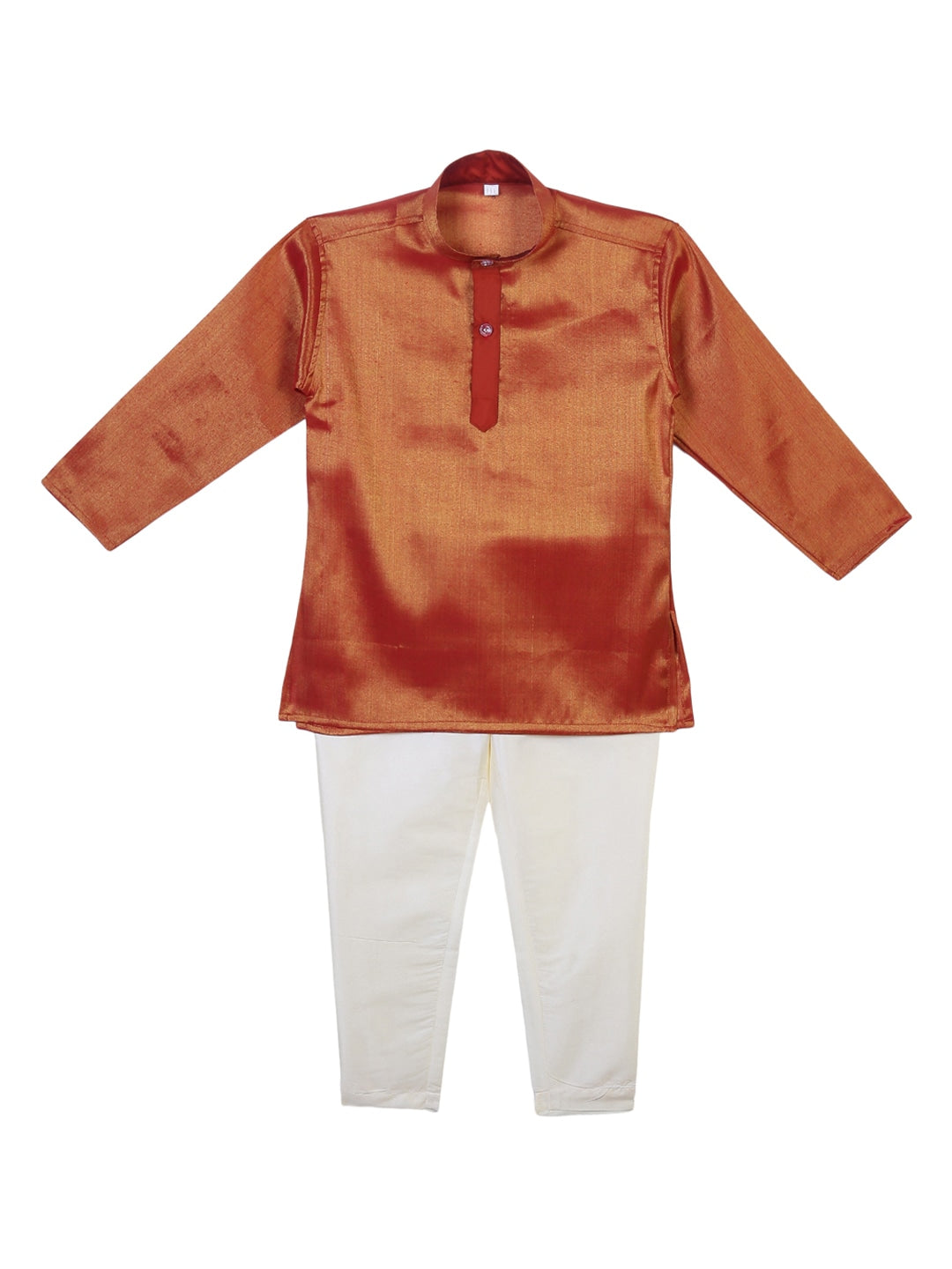 Sethukrishna Boys Rust Orange & White Solid Kurta with Pyjamas - Distacart