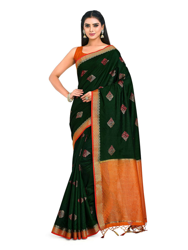 Mimosa Women's Kanchipuram Art Silk Green Saree - Distacart