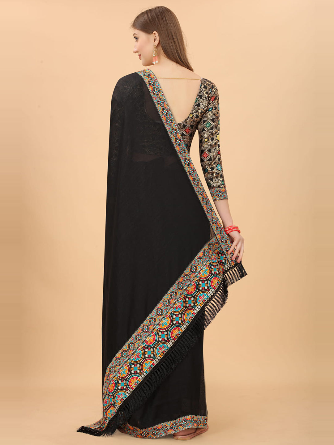 Kalini Zari Silk Blend Dharmavaram Saree - Distacart
