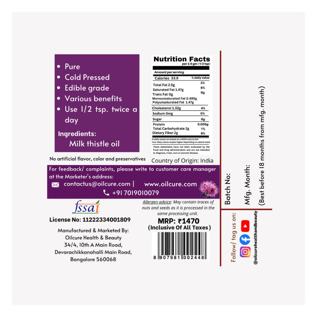Oilcure Milk Thistle Oil - Distacart
