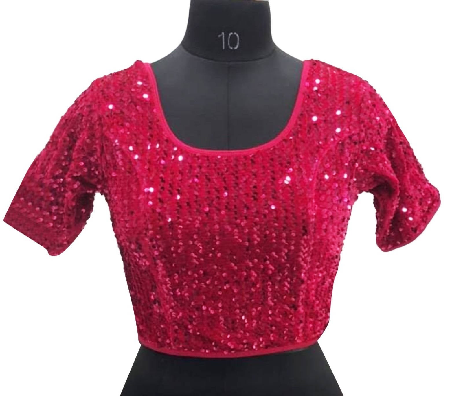 Vamika Rani Velvet Sequence Blouse - Distacart