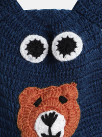 Thumbnail for Chutput Kids Woollen Hand Knitted Bear Detail Cap - Blue - Distacart