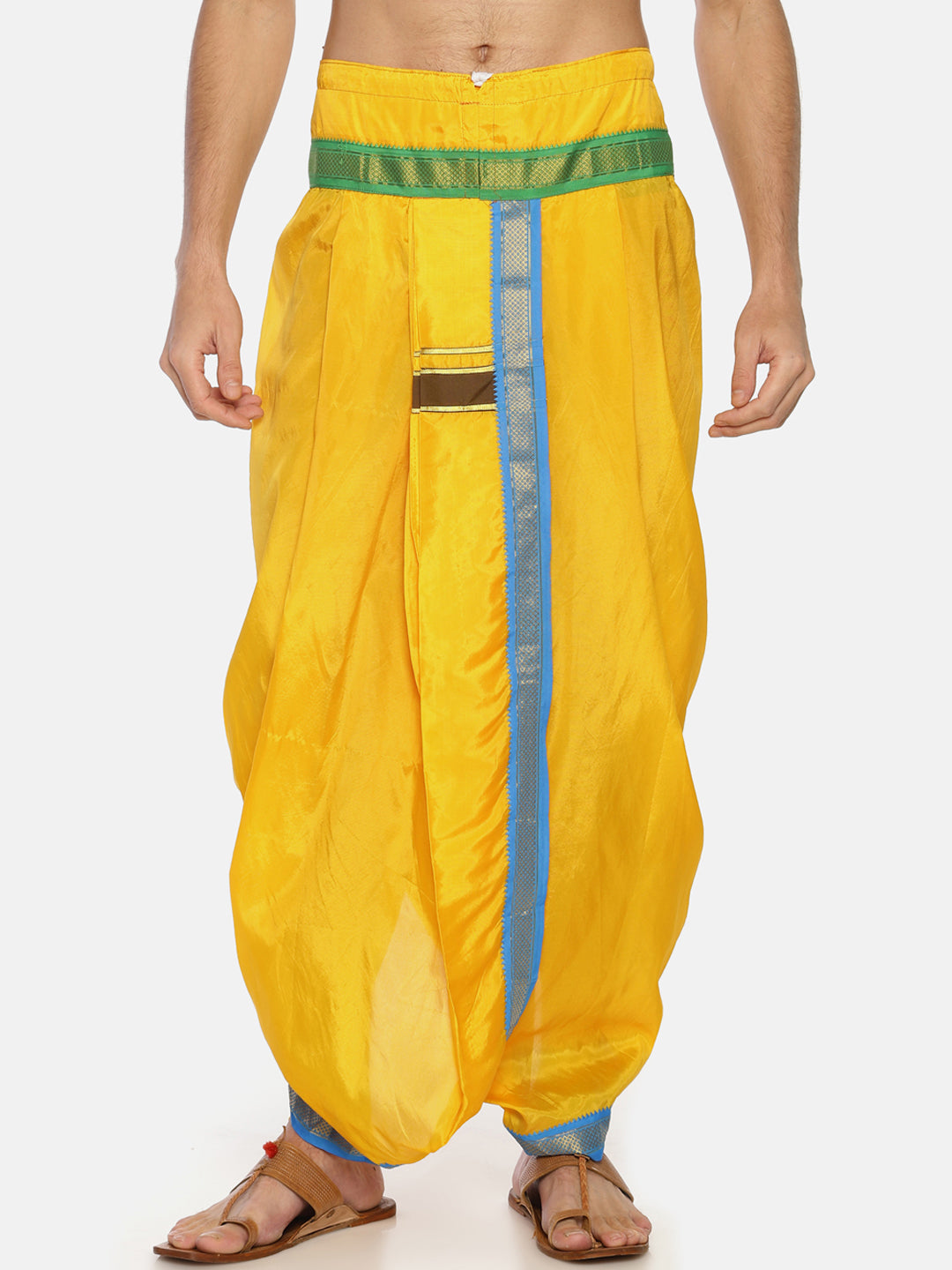 Sethukrishna Yellow Solid Double Layer Readymade Dhoti Pant - Distacart