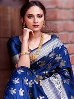 Thumbnail for Kalini Floral Woven Design Zari Banarasi Saree - Distacart