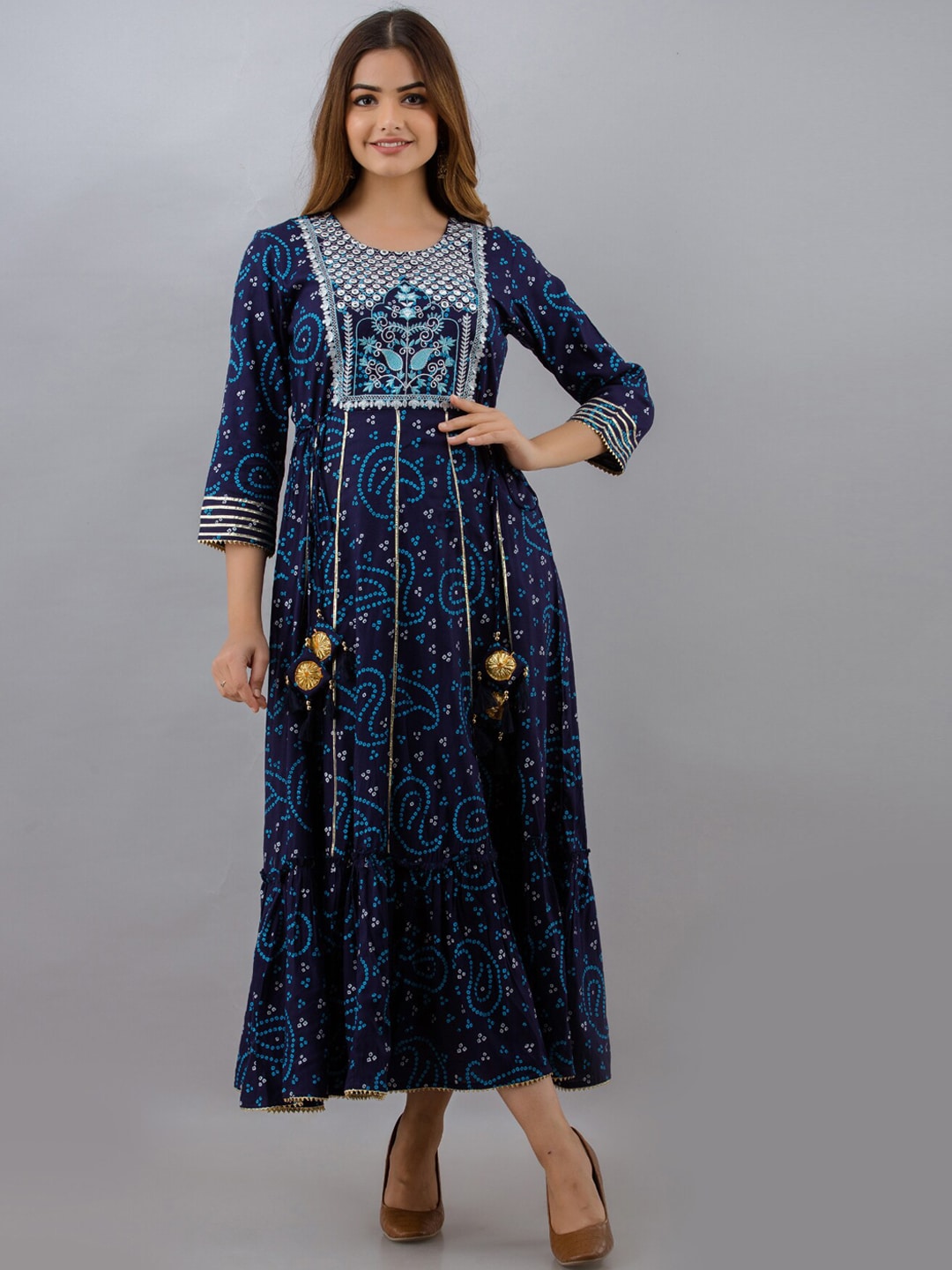 Kalini Women Blue Ethnic Motifs Printed Floral Anarkali Kurta - Distacart