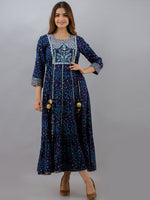 Thumbnail for Kalini Women Blue Ethnic Motifs Printed Floral Anarkali Kurta - Distacart