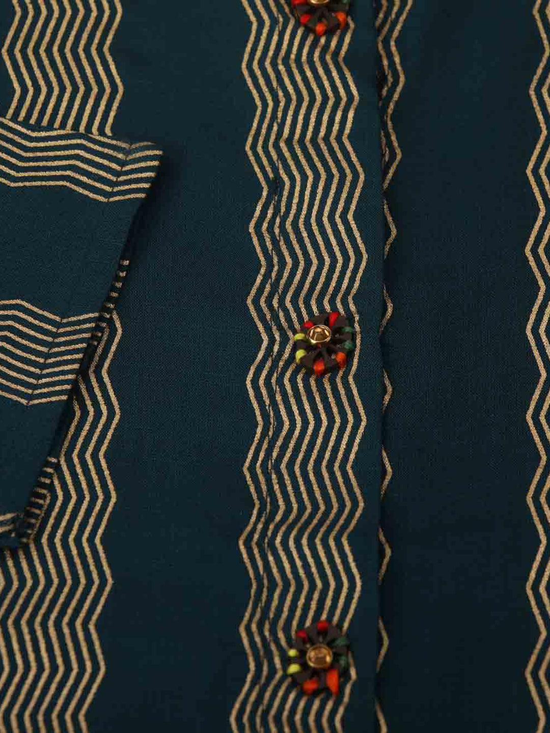 Kalini Women Teal Chevron Striped Kurta - Distacart