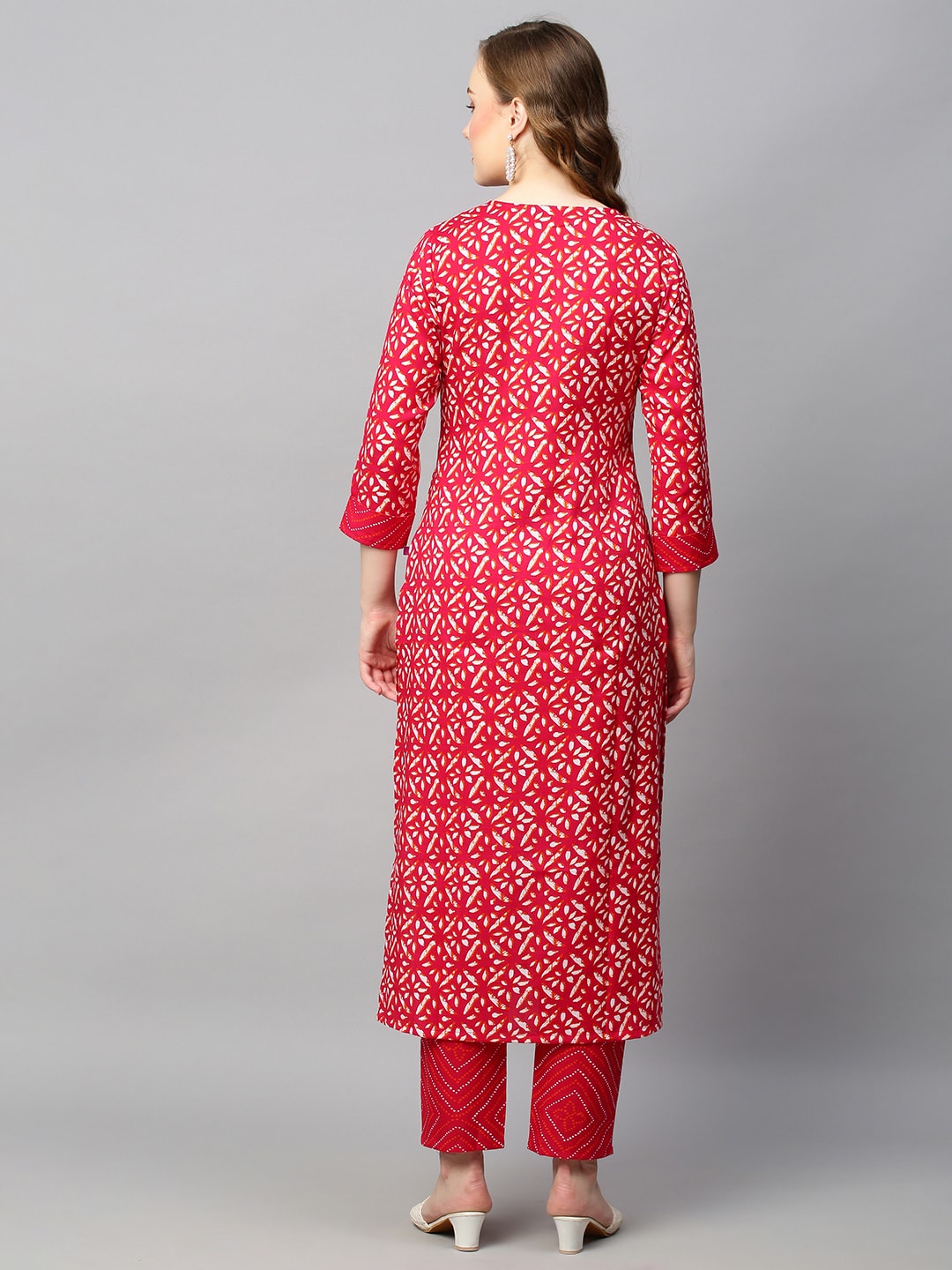 Kalini Women Pink Ethnic Motifs Printed Kurta with Trousers - Distacart
