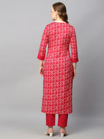 Thumbnail for Kalini Women Pink Ethnic Motifs Printed Kurta with Trousers - Distacart