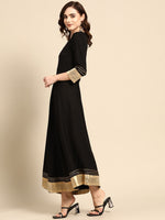 Thumbnail for Sangria Women Black & Gold-Toned Gotta Patti Kurta - Distacart