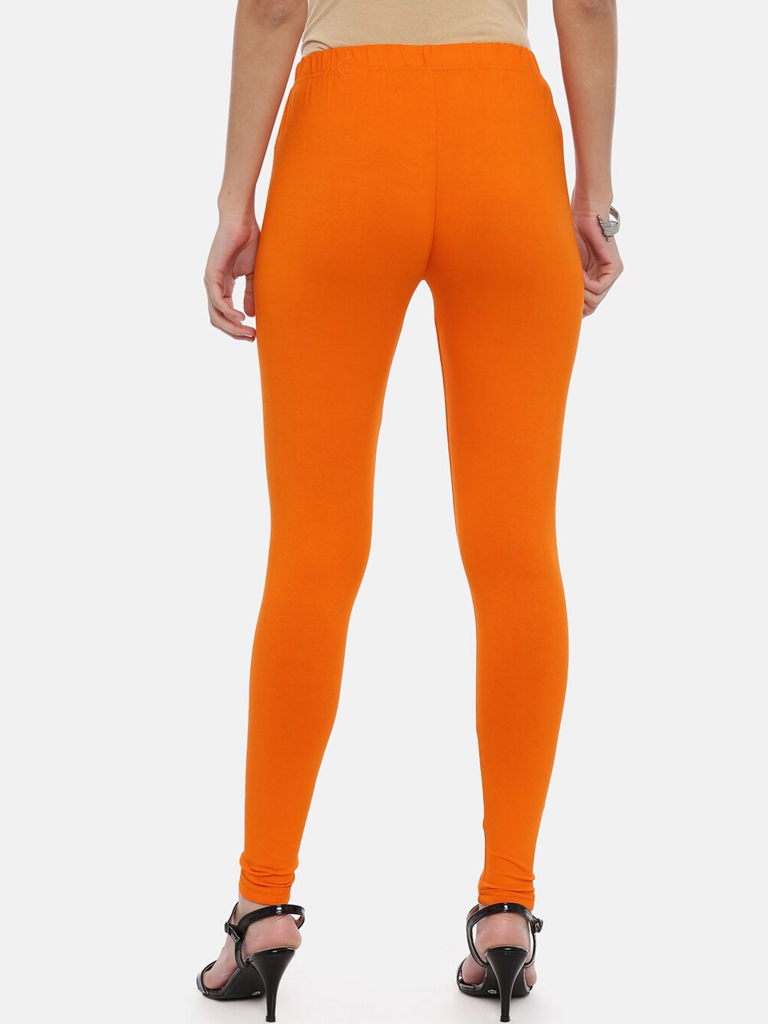 Souchii Orange Solid Slim-Fit Ankle-Length Leggings For Women - Distacart