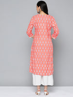 Thumbnail for HERE&NOW Pure Cotton Floral Printed Straight Kurta - Distacart