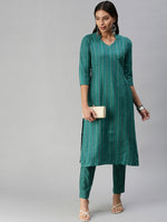 Thumbnail for Kalini Mandarin Collar Woven Design Kurta with Trousers - Distacart