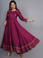 Thumbnail for Kalini Women Maroon Floral Embroidered Anarkali Kurta - Distacart