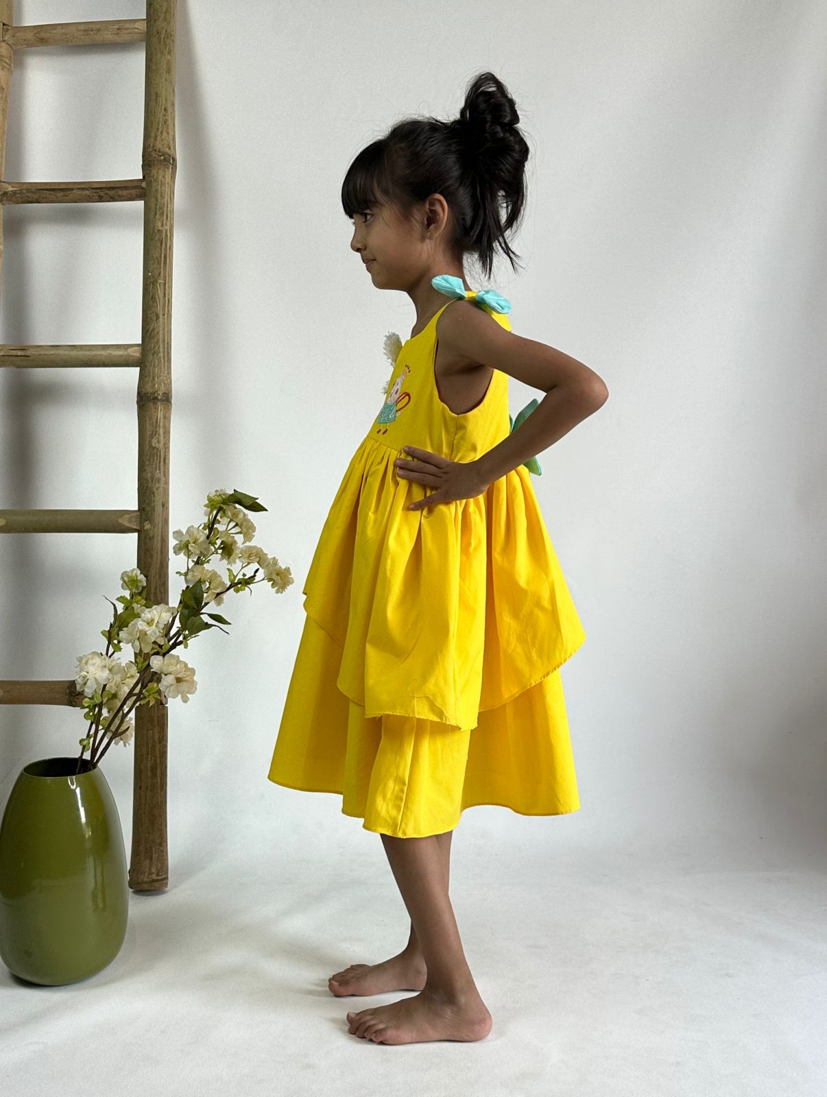 ArthLife Yellow Pepa Rainbow Partywear Dress - Distacart