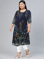 Thumbnail for Biba Women Floral Printed Thread Work A-Line Kurta - Distacart