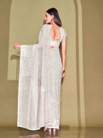 Thumbnail for Tikhi Imli White Sequinned Embellished Saree - Distacart