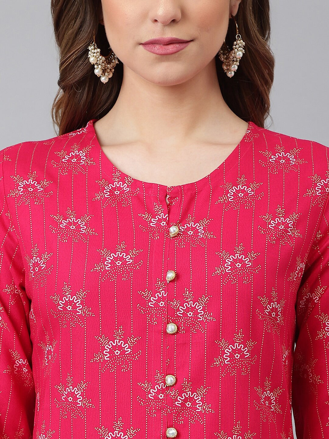 Khushal K Women Pink Ethnic Motifs Printed Kurta with Skirt - Distacart