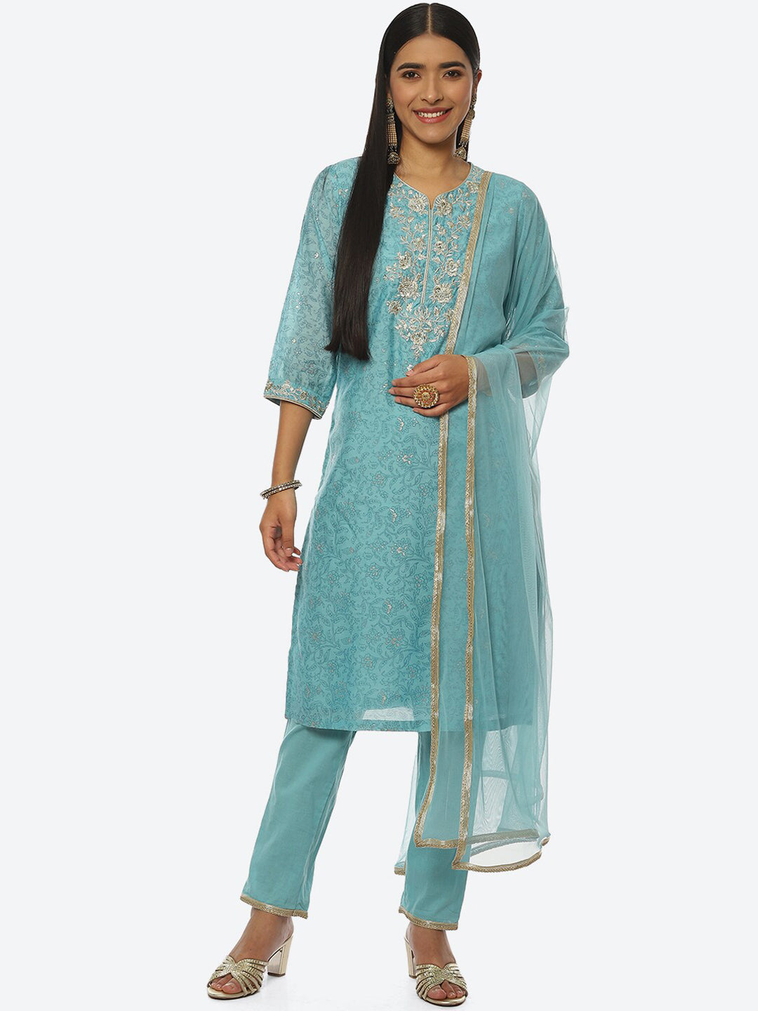 Biba Printed Kurta with Trousers - Distacart