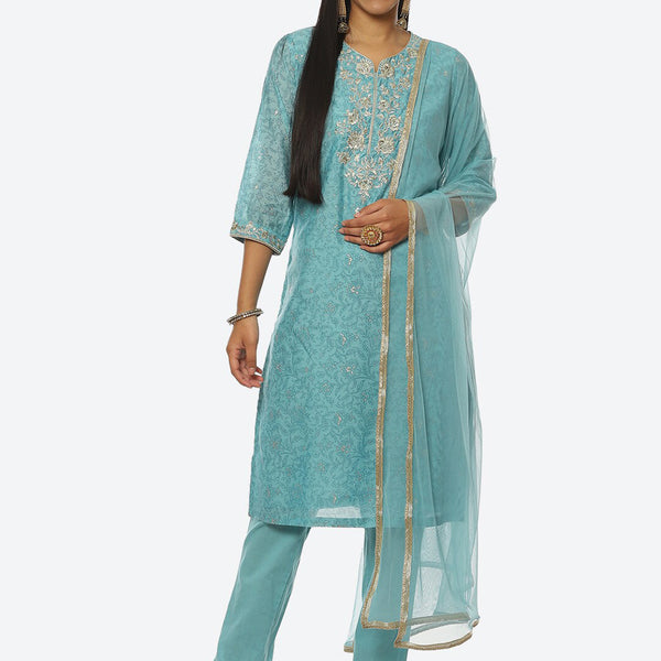 Biba Printed Kurta with Trousers - Distacart