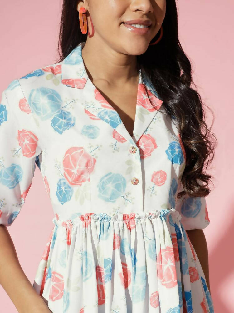 Myshka Women Multi Floral Rayon A-Line V-Neck Dress - Distacart