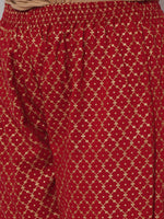 Thumbnail for Kalini Women Red Ethnic Motifs Embroidered Gotta Patti Kurti with Trousers & With Dupatta - Distacart