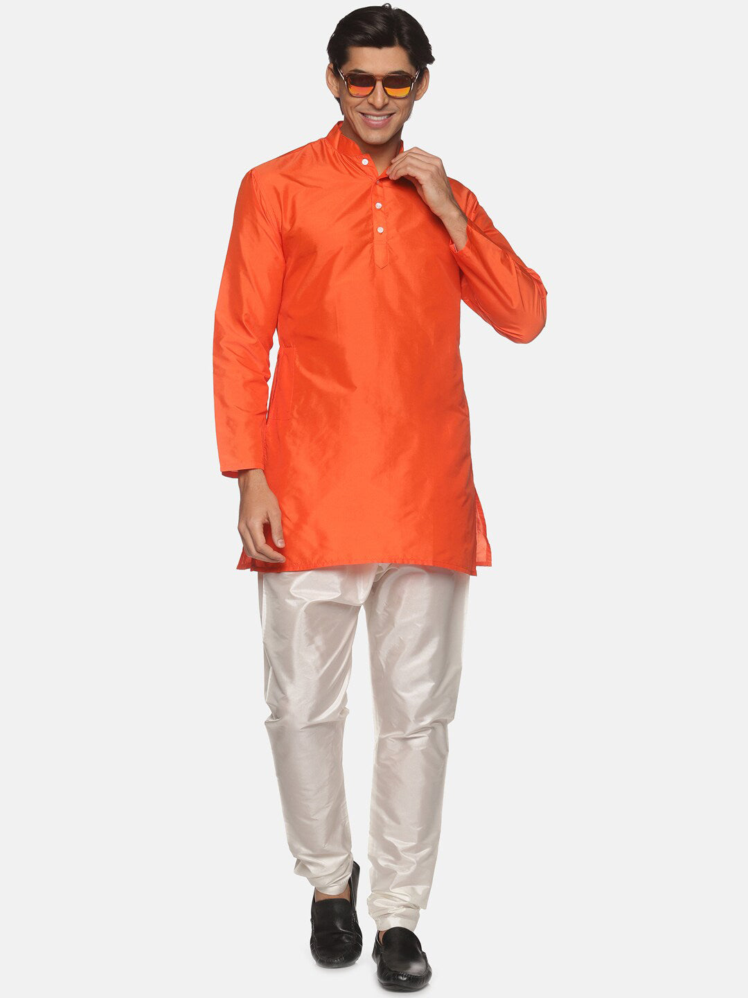 Sethukrishna Men Orange Kurti with Pyjamas - Distacart