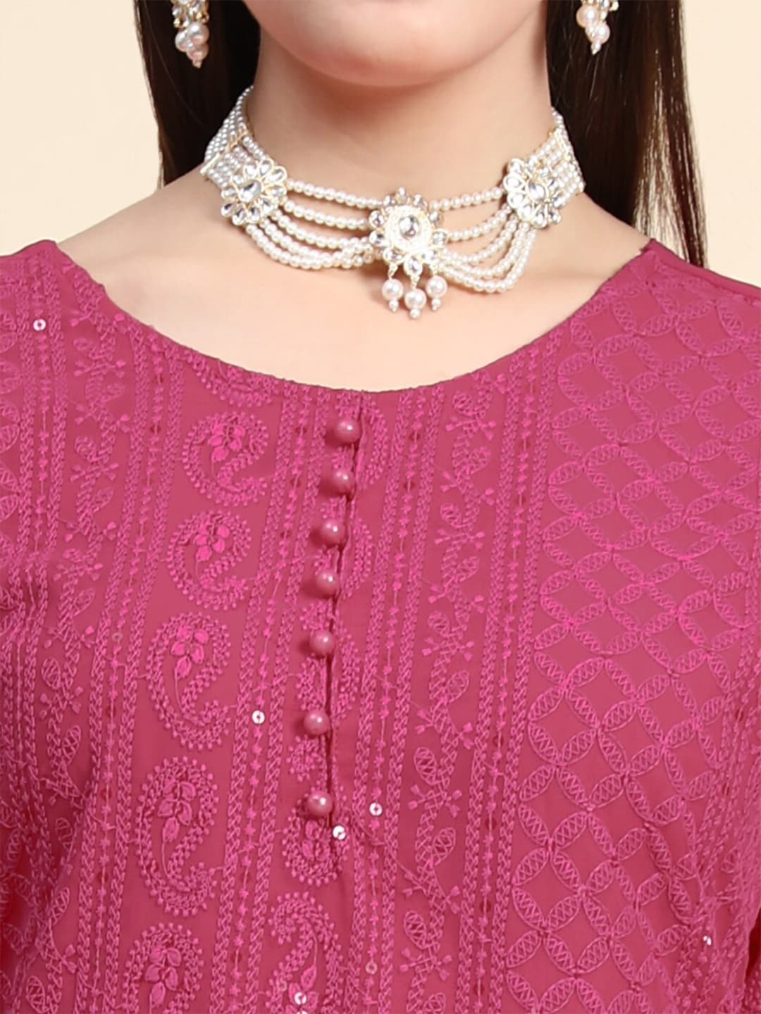 Kalini Women Pink Ethnic Motifs Embroidered Kurta - Distacart