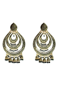 Thumbnail for Tehzeeb Creations Golden And Green Colour Earrings With Pearl