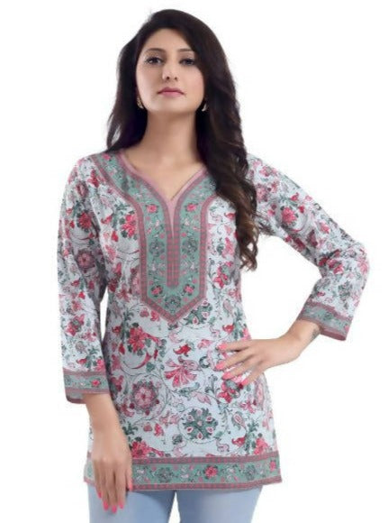 Snehal Creations Variyali Color Faux Crepe Short Kurti Tunic