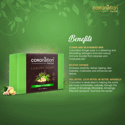 Coronation Herbal Ginger & Tea Tree Luxury Soap - Distacart