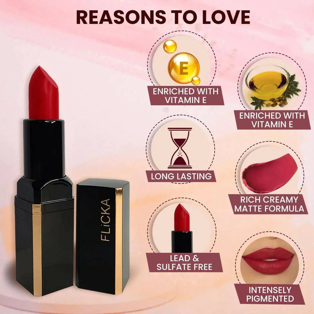 FLiCKA Lip Poetry Matte Lipstick Shade 03 Johny - Deep Maroon - Distacart