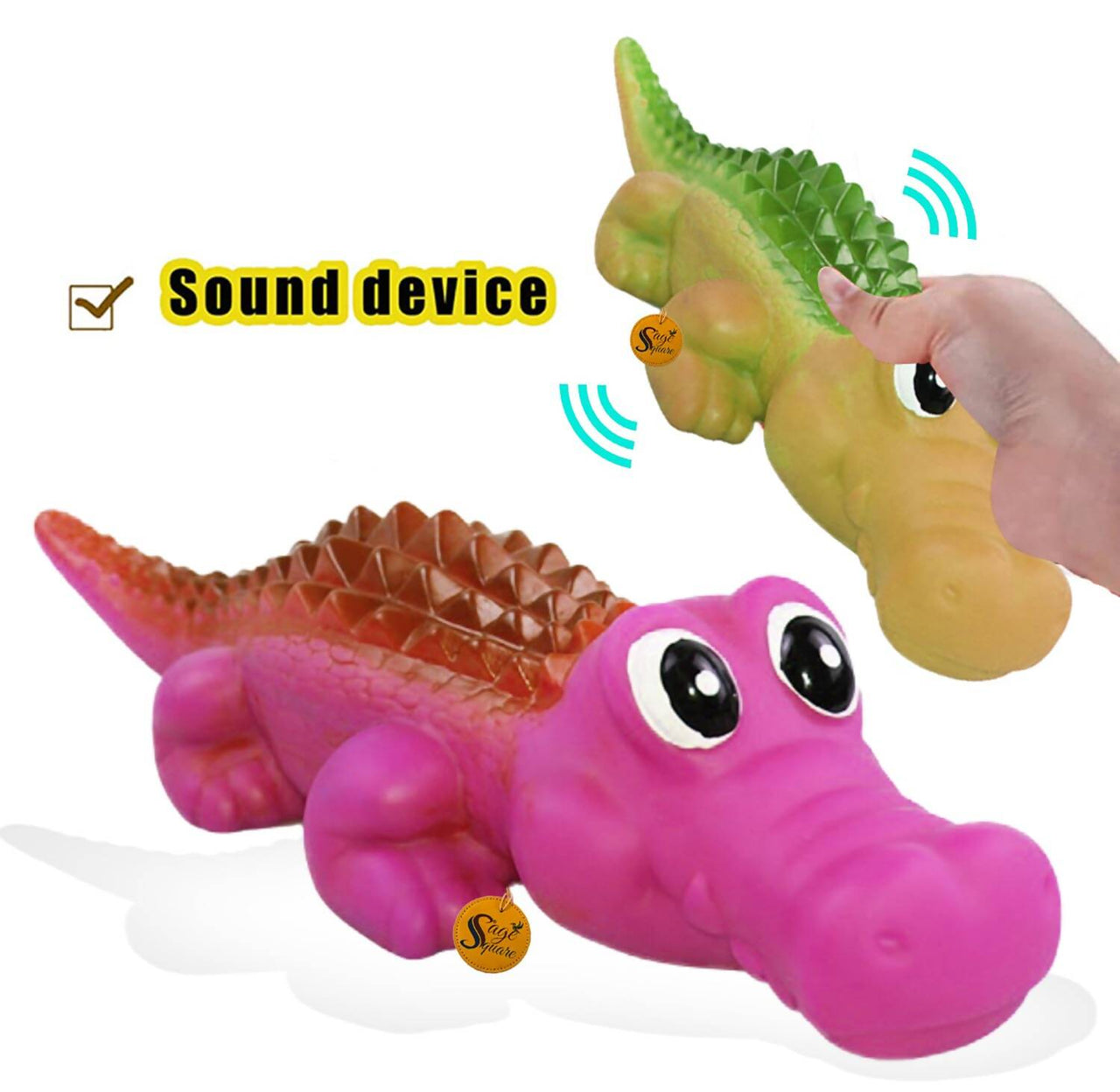 Sage Square Durable Interactive Dog Squeaky Crocodile Toy (Random Color) - Distacart