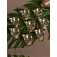 Thumbnail for Tied Ribbons Gold Toned 8 Pieces Decorative Brass Diyas With Tortoise Base - Distacart