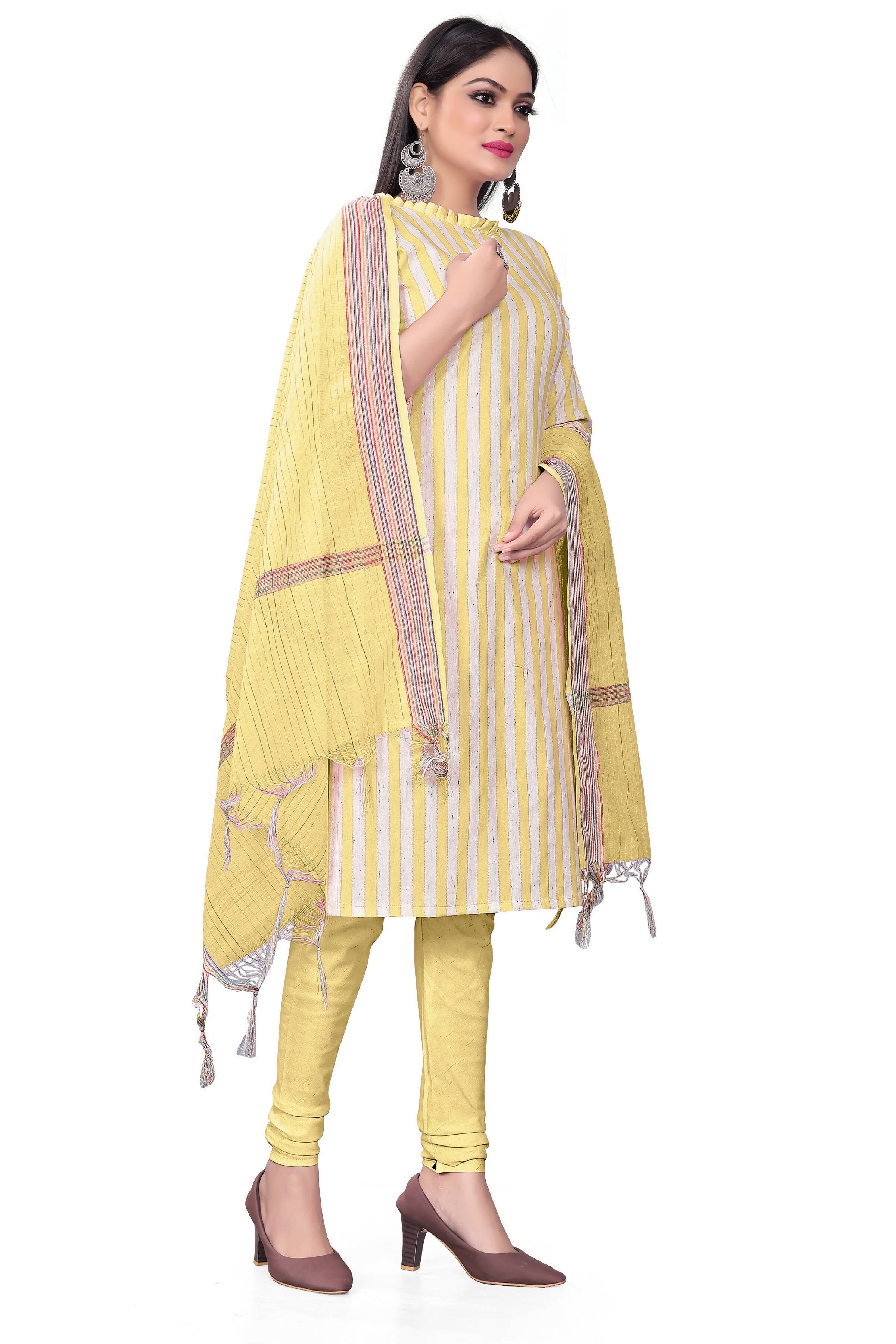 Yellow Cotton Jacquard Woven Unstitched Dress Material - Amara - Distacart