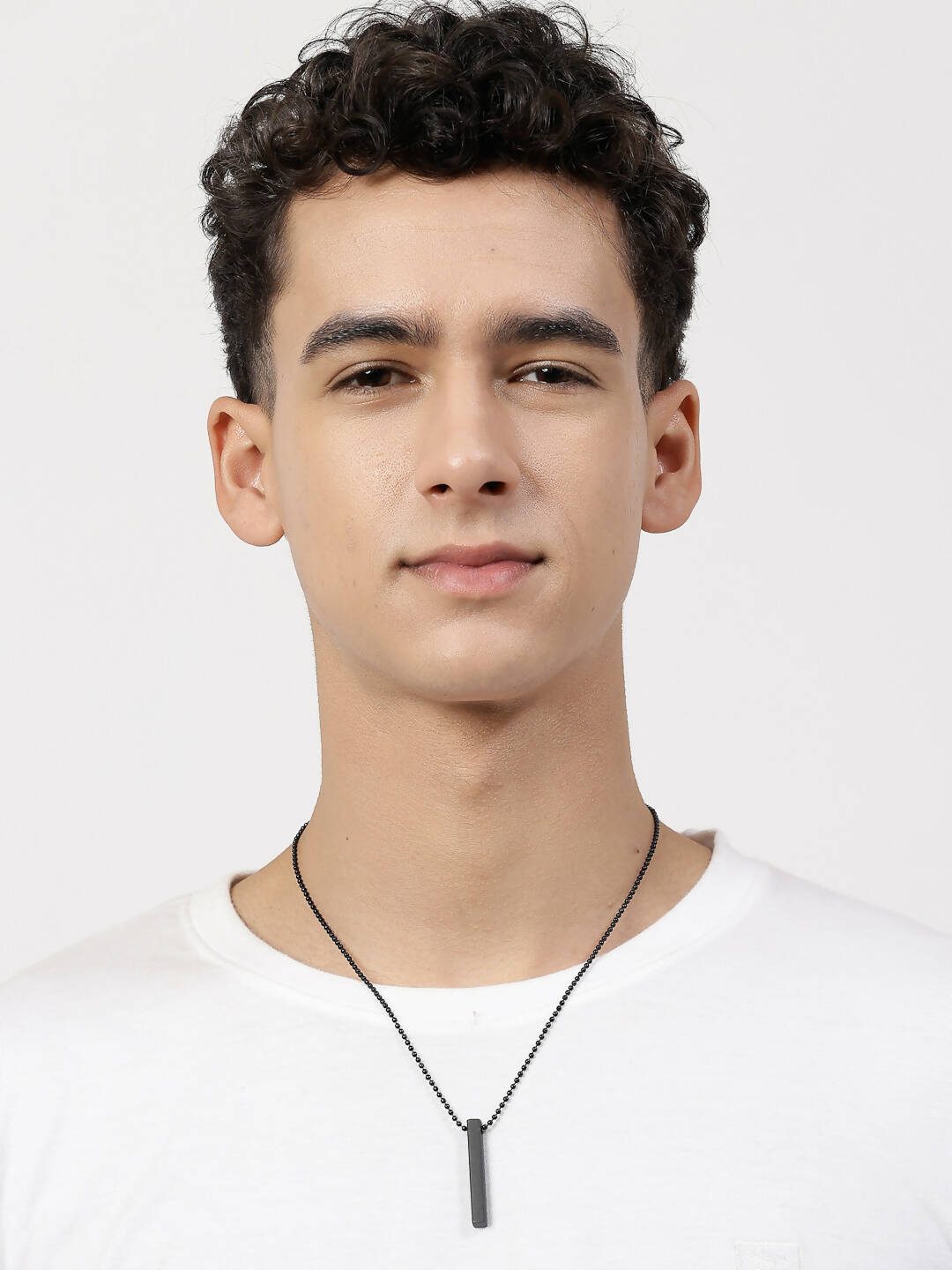 NVR Men's Black Rhodium Plated Bar Pendant & Chain - Distacart