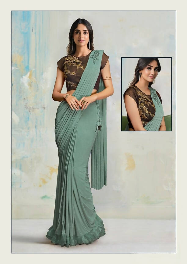 Lycra Saree With Stitched Blouse - Mohmanthan Royal - Distacart