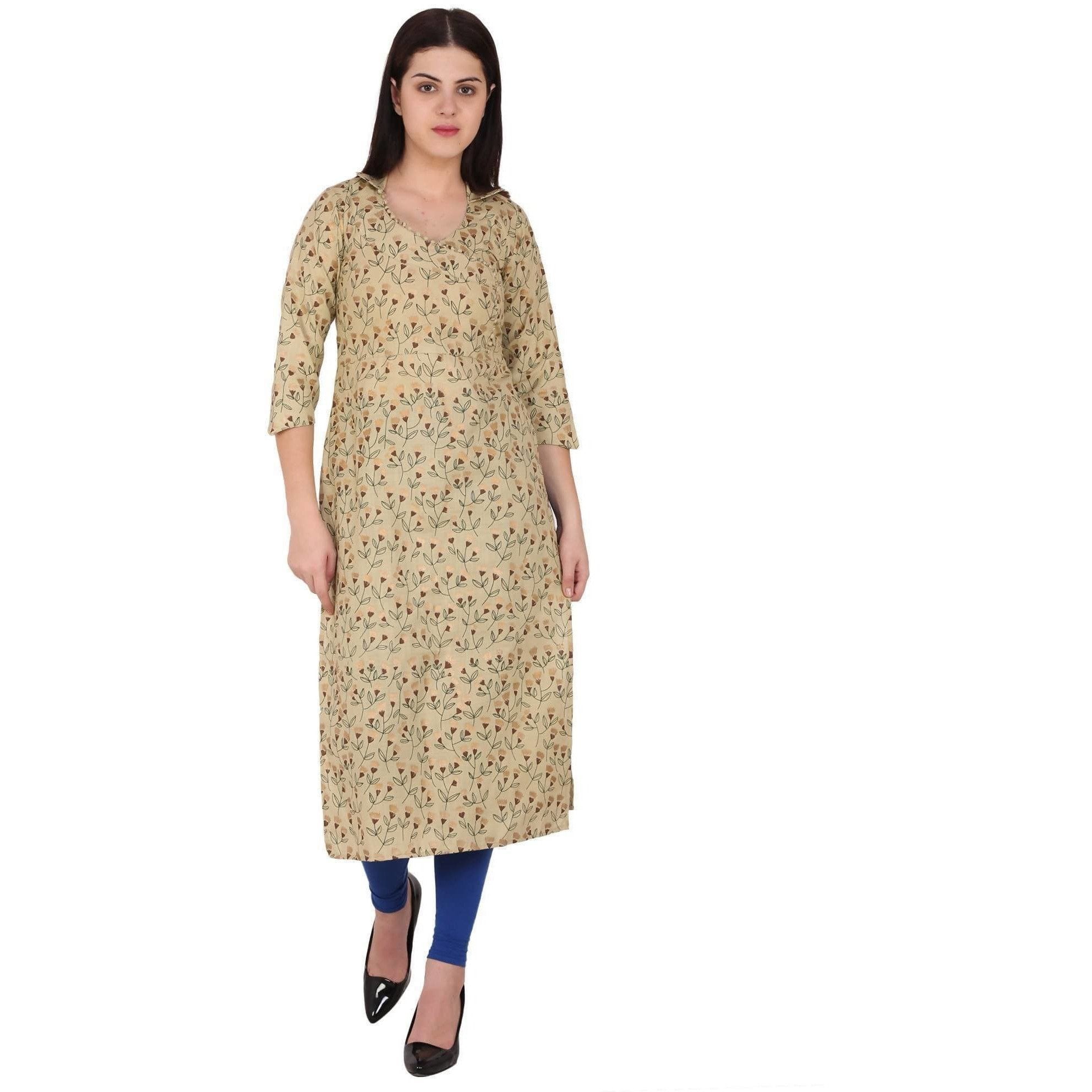 Kanoor Women's goldcotton straight kurti