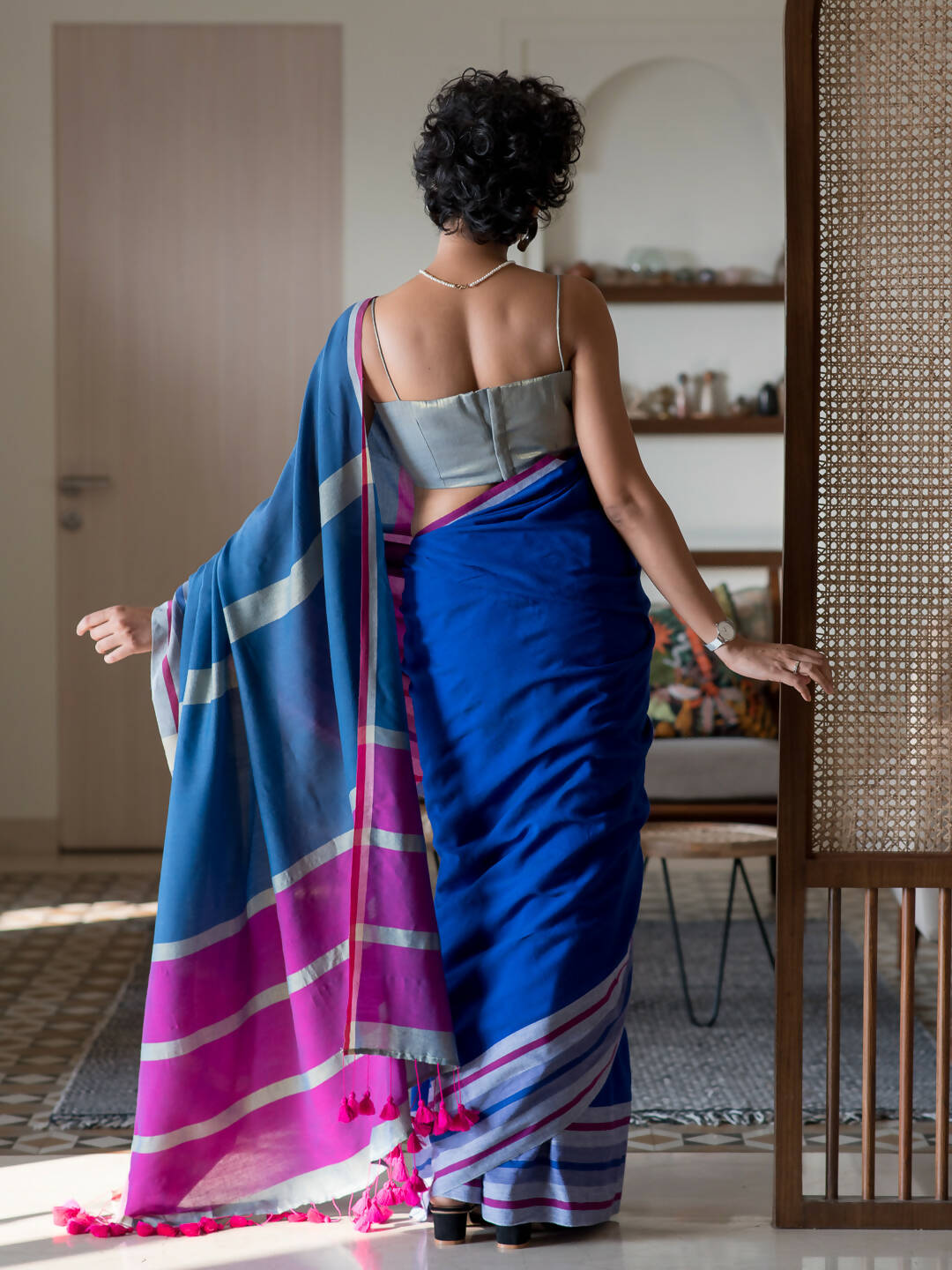 Suta Multi Color Woven Design Cotton Blend Saree - Distacart
