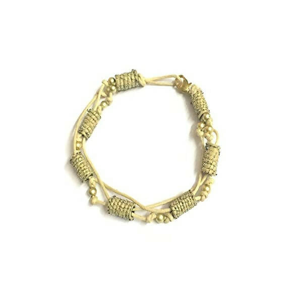 Tiaraa Cream Golden Braided Fashion Bracelet - Distacart