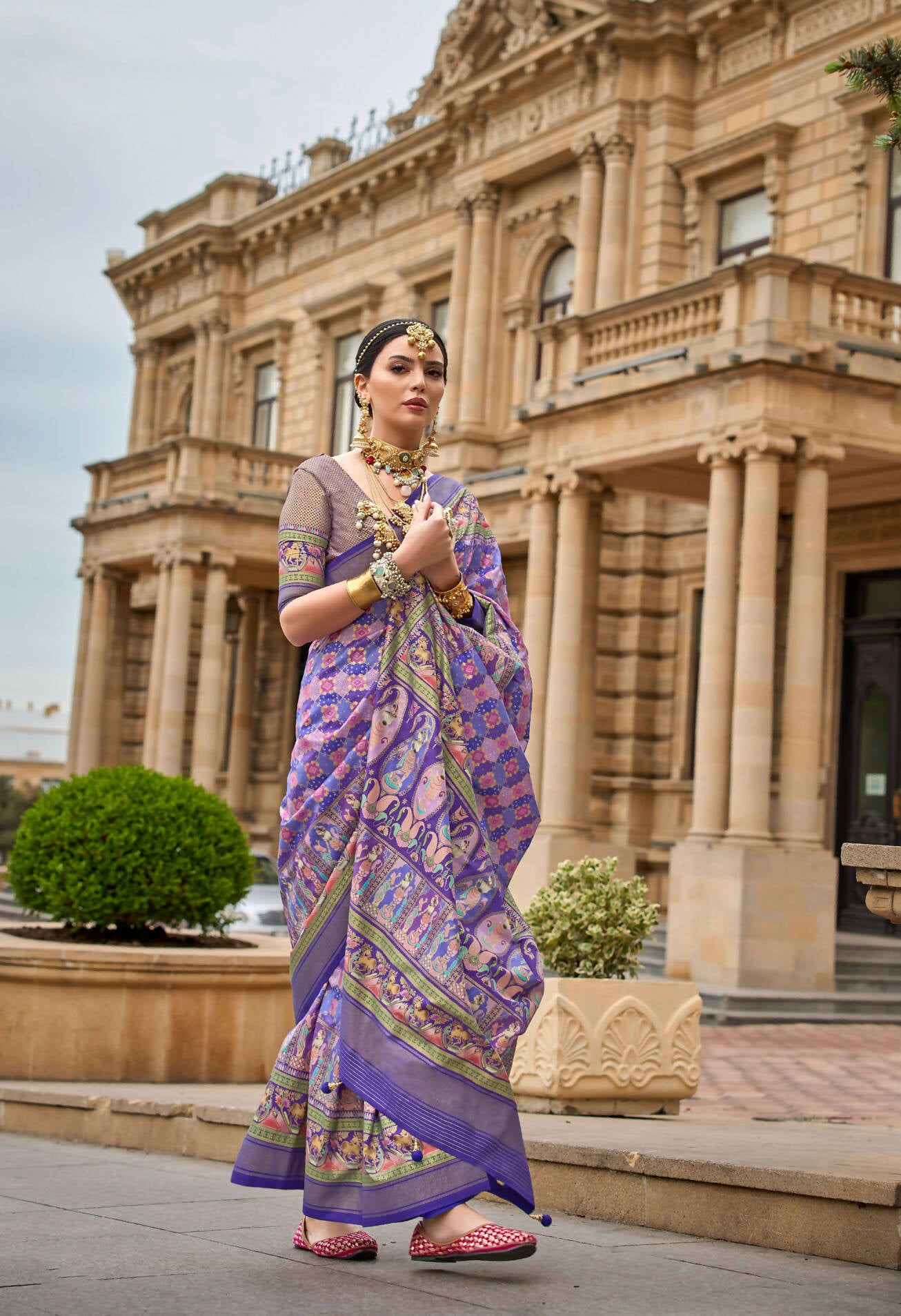 Butterfly Bush Purple Superior V.P.Silk Woven Printed Patola Silk Saree - Rewaa Milano - Distacart