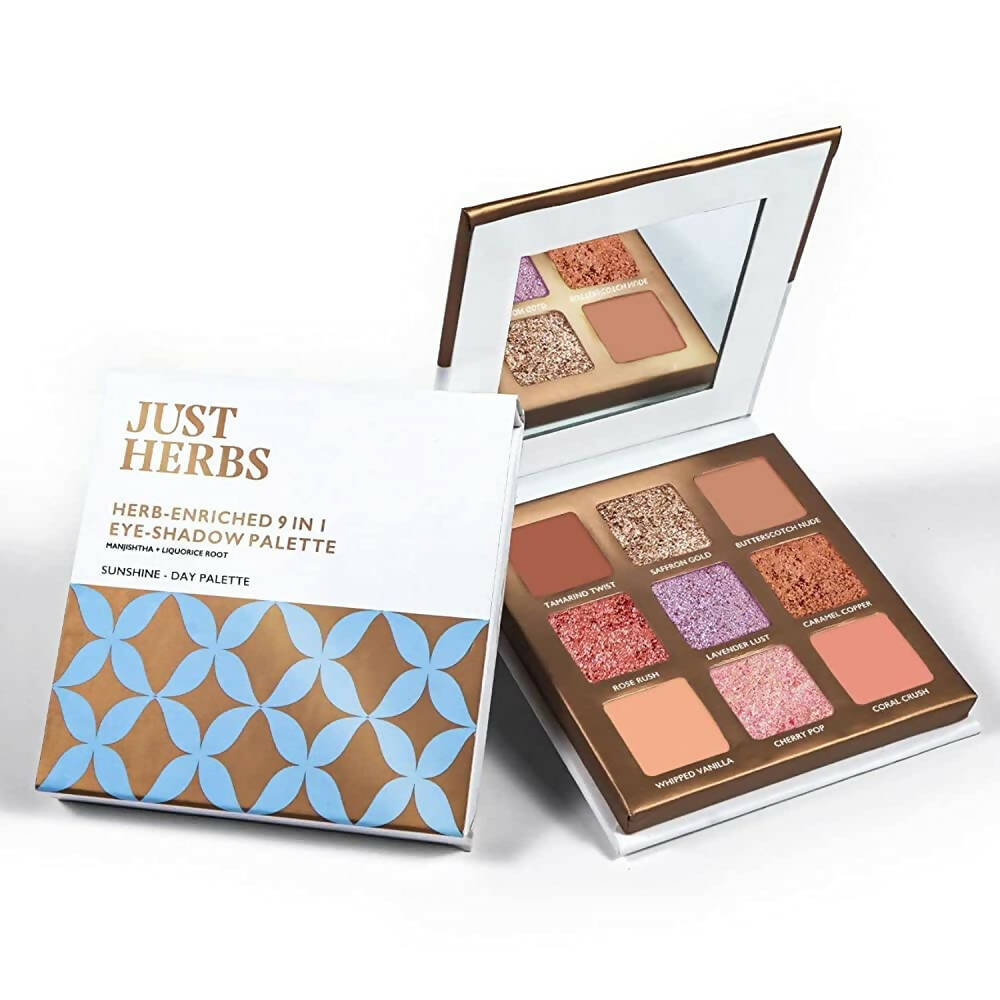 Just Herbs Eyeshadow Palette 9 in 1 Long Lasting Blendable Eye Makeup Palette (Sunshine - Day Palette) - Distacart