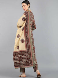 Thumbnail for Ahika Women Red & Beige Printed Pure Cotton Kurta with Trousers & Dupatta - Distacart