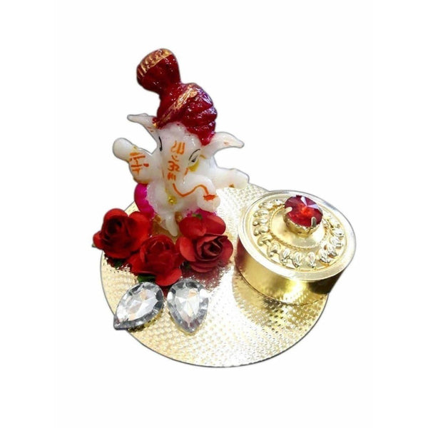Ganesha Kumkum Holder With Kundans - Distacart